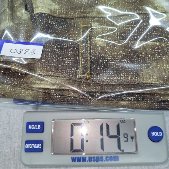 Express Jeans Womens 3/4 Camouflage Gold‎ Brown Metallic Stretch Snakeskin - Picture 11 of 11